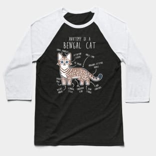Snow Bengal Cat Seal Lynx Anatomy Baseball T-Shirt